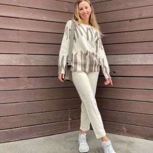 Spring knit sweater and pant set